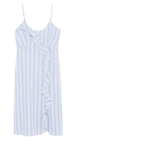 Striped wrap dress with ruffle front detail - Picture 5 of 5